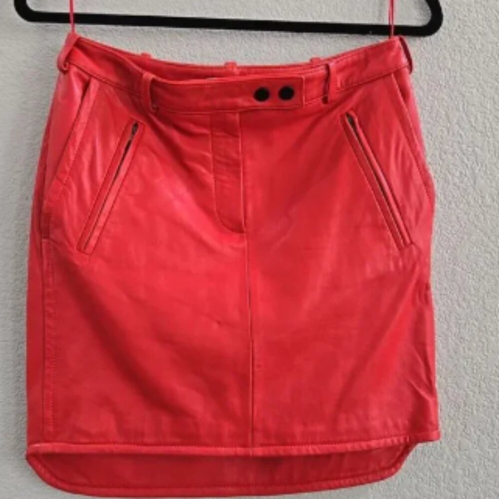 Carven Leather Skirt Red Mini size S